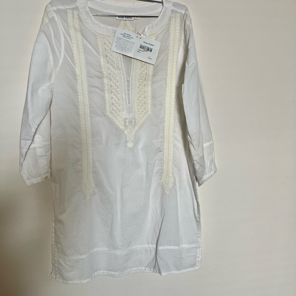 White Embroidered Tunic Top